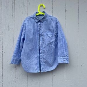 ZARA Kids Blue Striped Shirt with Crop T-Shirt (Size 8–9, New)